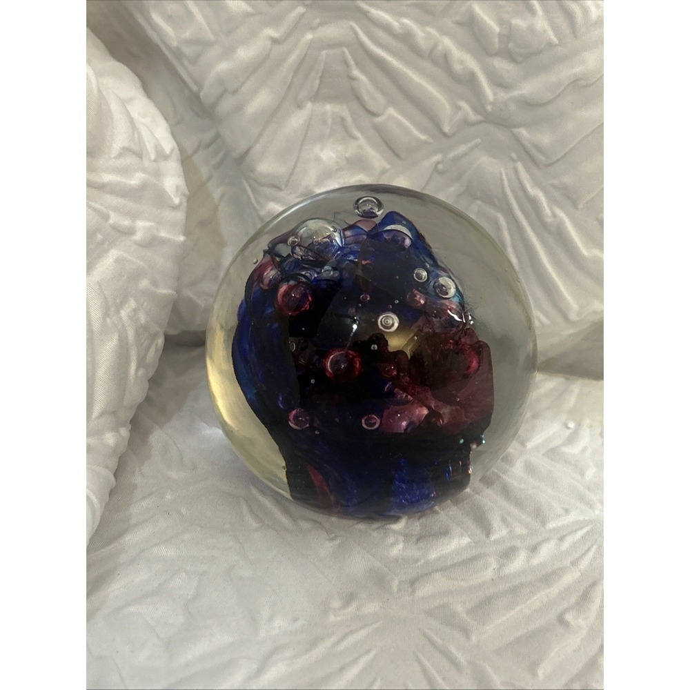 Robert Held Art Glass Paperweight Hand Blown Canada Bubble Studio Glass Orb